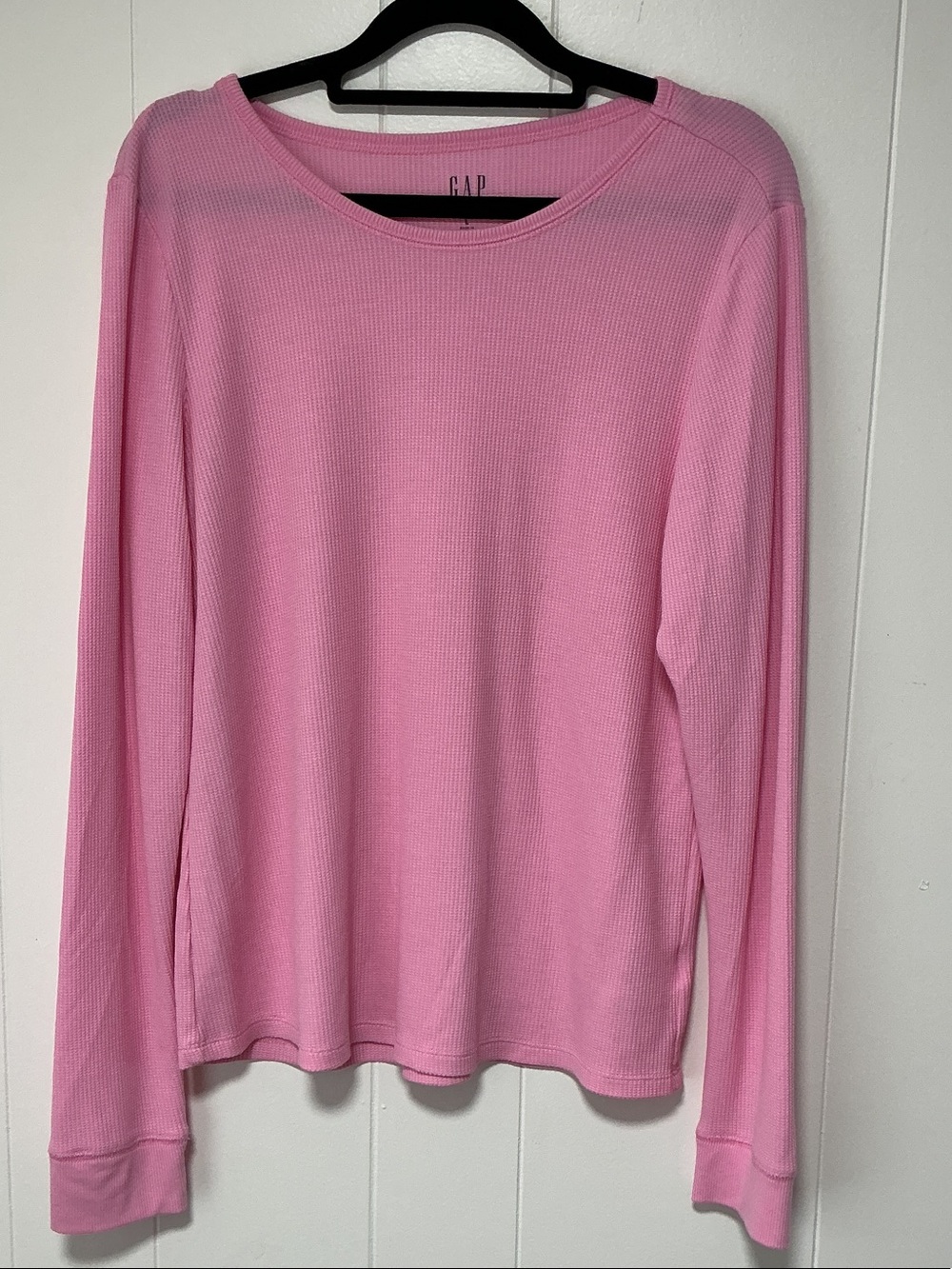 GAP Pink Long Sleeve Waffle Knit Top